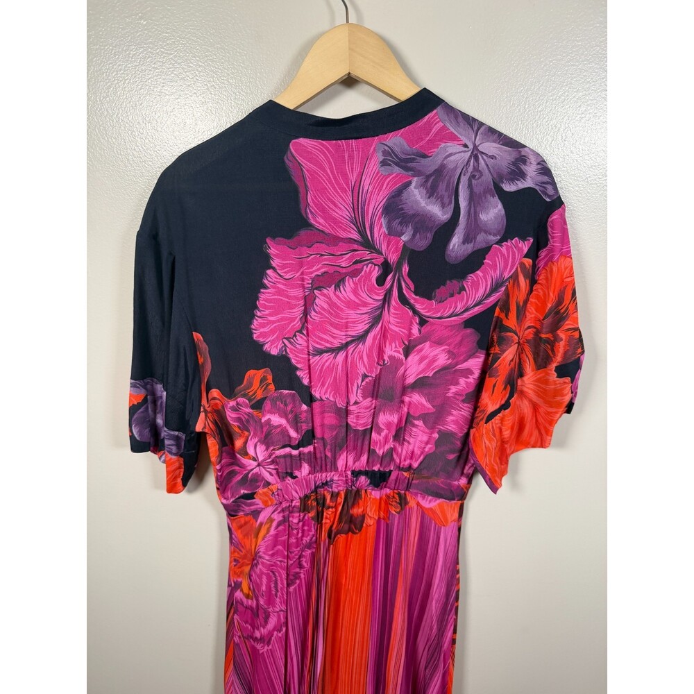 The Kit Cobie Shirt Dress Size 10 Maxi Striped Iris Art to Wear Abstract Floral - Picture 10 of 12